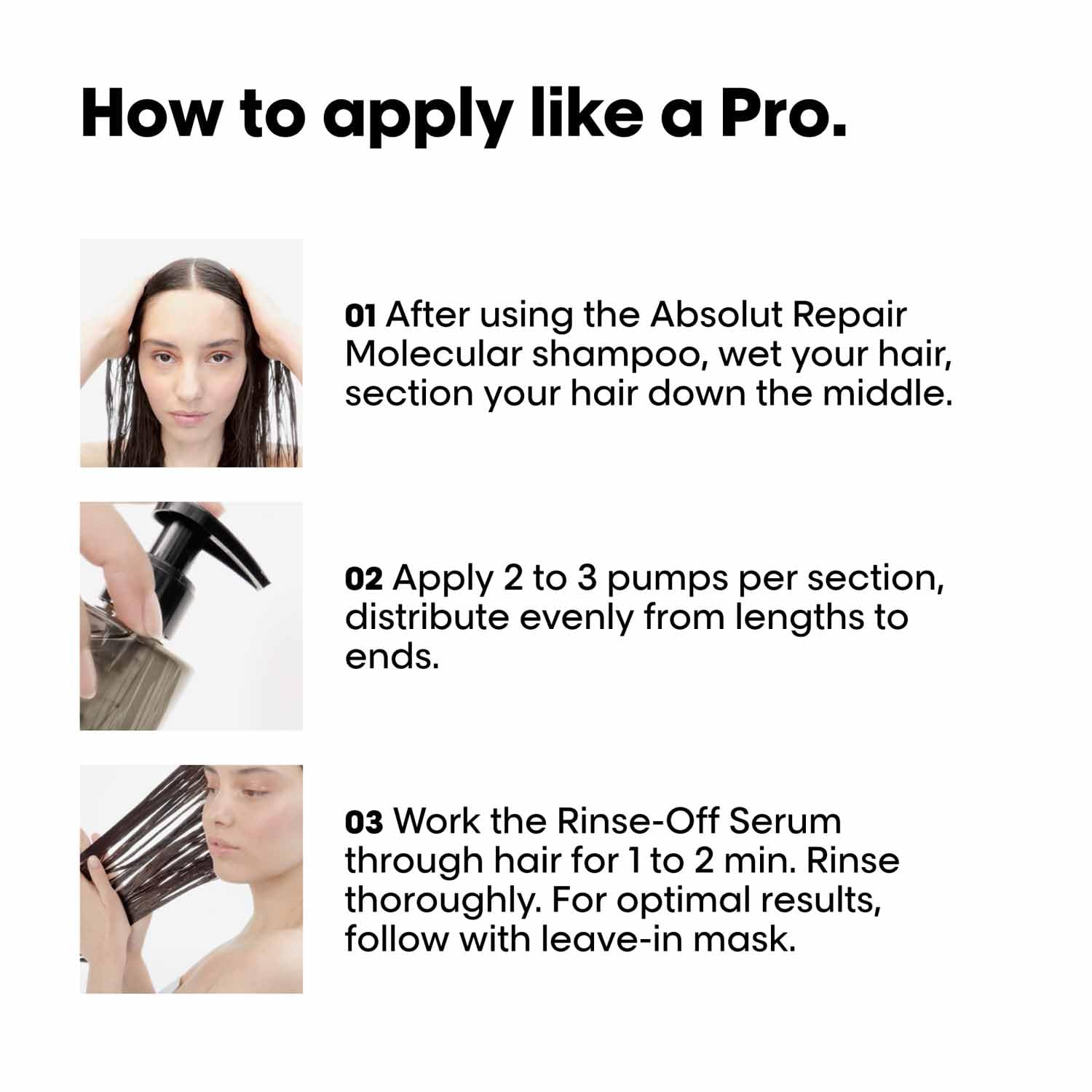 L'Oréal Professionnel Paris Anti-Oiliness Shampoo + Absolut Repair Molecular Rinse-Off Serum + Absolut Repair Molecular Leave-In Mask (300ml +250ml+100ml)