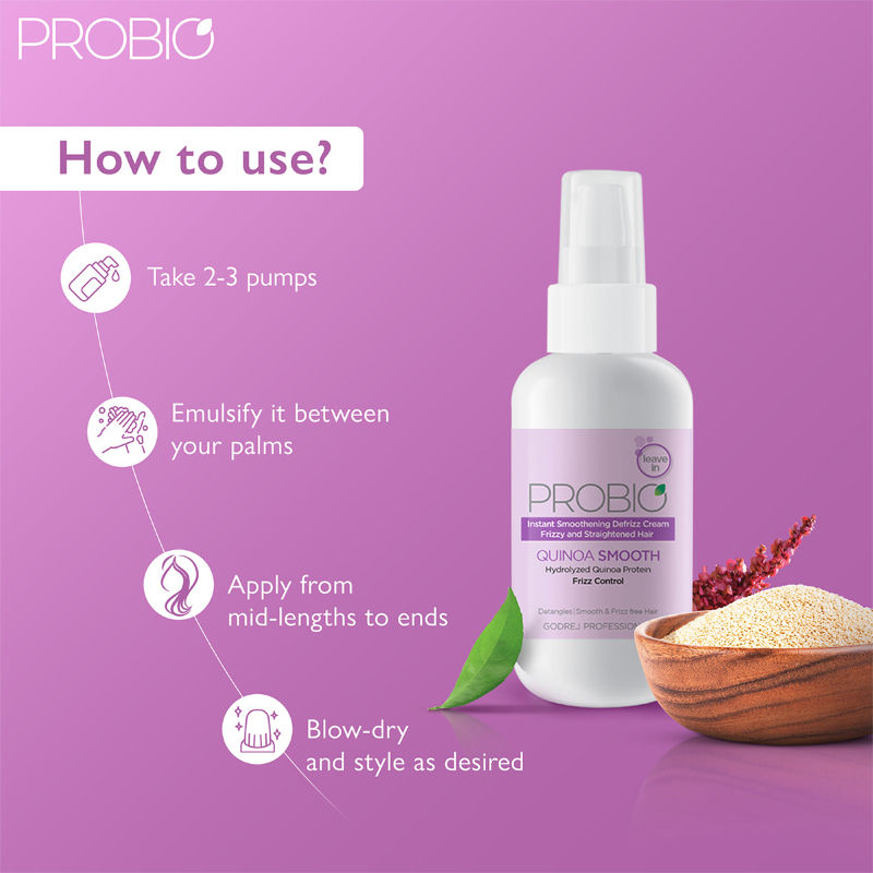Godrej Professional De-Frizz Smooth Leave-in cream, with Quinoa Extracts, for Wavy to Curly Hair, 110g Buy at Indicrest Image 5
