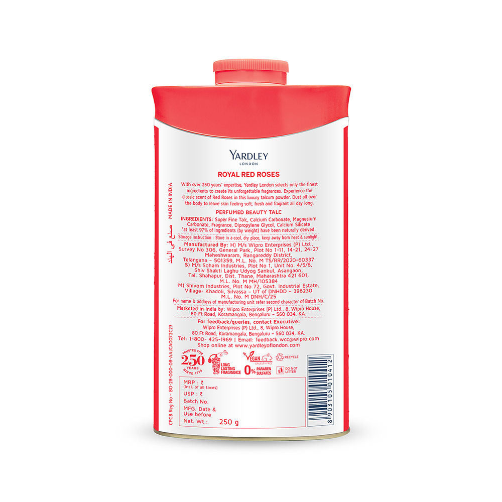 Yardley London Red Roses Talc, 250g Buy at Indicrest Image 4