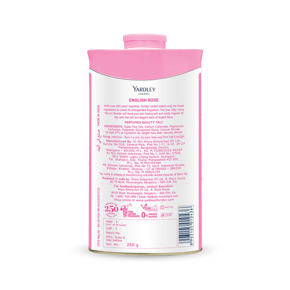 Yardley London - English Rose Perfumed Talc For Women, 250g Buy at Indicrest Image 4