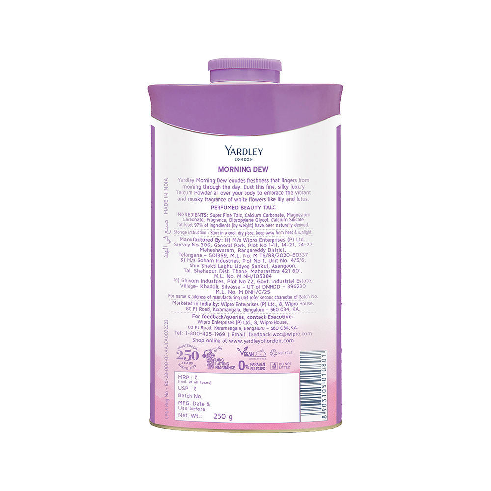 Yardley London Morning Dew Fragrant Beauty Talc, 250g Buy at Indicrest Image 4