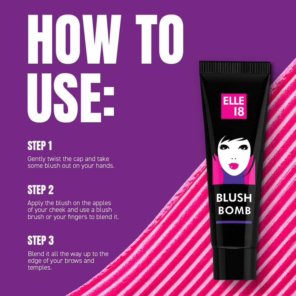 Elle 18 Blushbomb For Shimmery Tint and Velvety Texture - 01 Coral, 9ml Buy at Indicrest Image 5