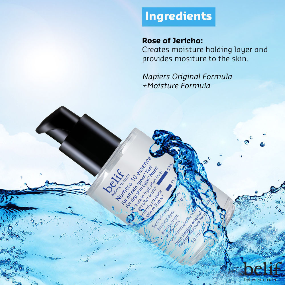 belif Numero10 Essence - Korean Vegan Water Toner & Brightening Serum for Glass Skin & Hydrated Glow, 50ml