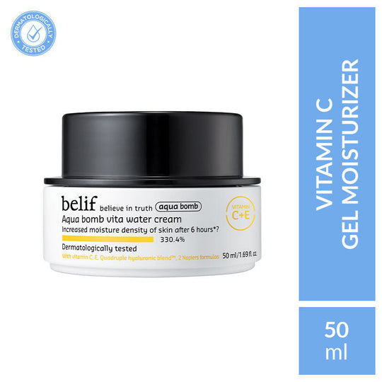 belif Aqua Bomb Vita Water Cream-Brightening Vegan Korean Moisturizer-Vitamin C & Hyaluronic Acid, 50ml, Buy from Indicrest