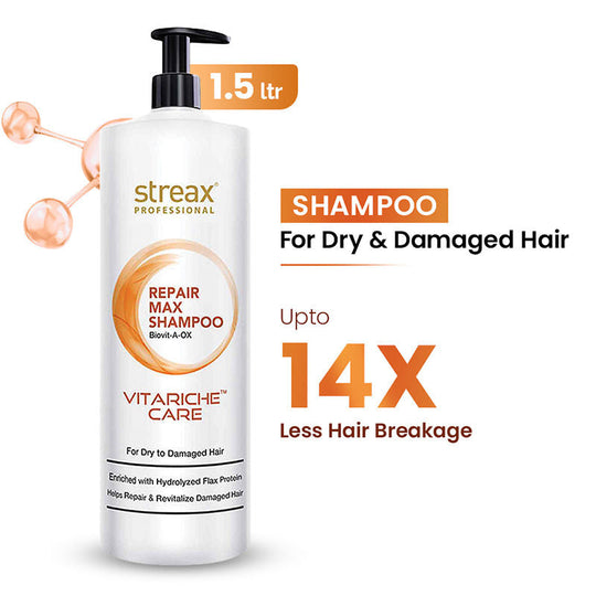 Streax Professional Vitariche Care Repair Max Shampoo For Dry, Damaged Hair, 1500ml Buy at Indicrest