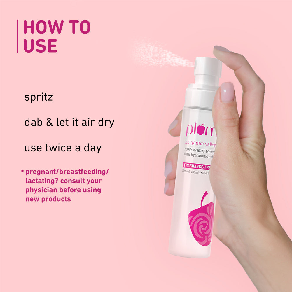 Plum Bulgarian Valley Rose Water Toner for tighter pores | Alcohol-Free Toner | Instantly Hydrates | Soothes & Calms Skin | Tightens Pores | Dermat-Tested, 150ml