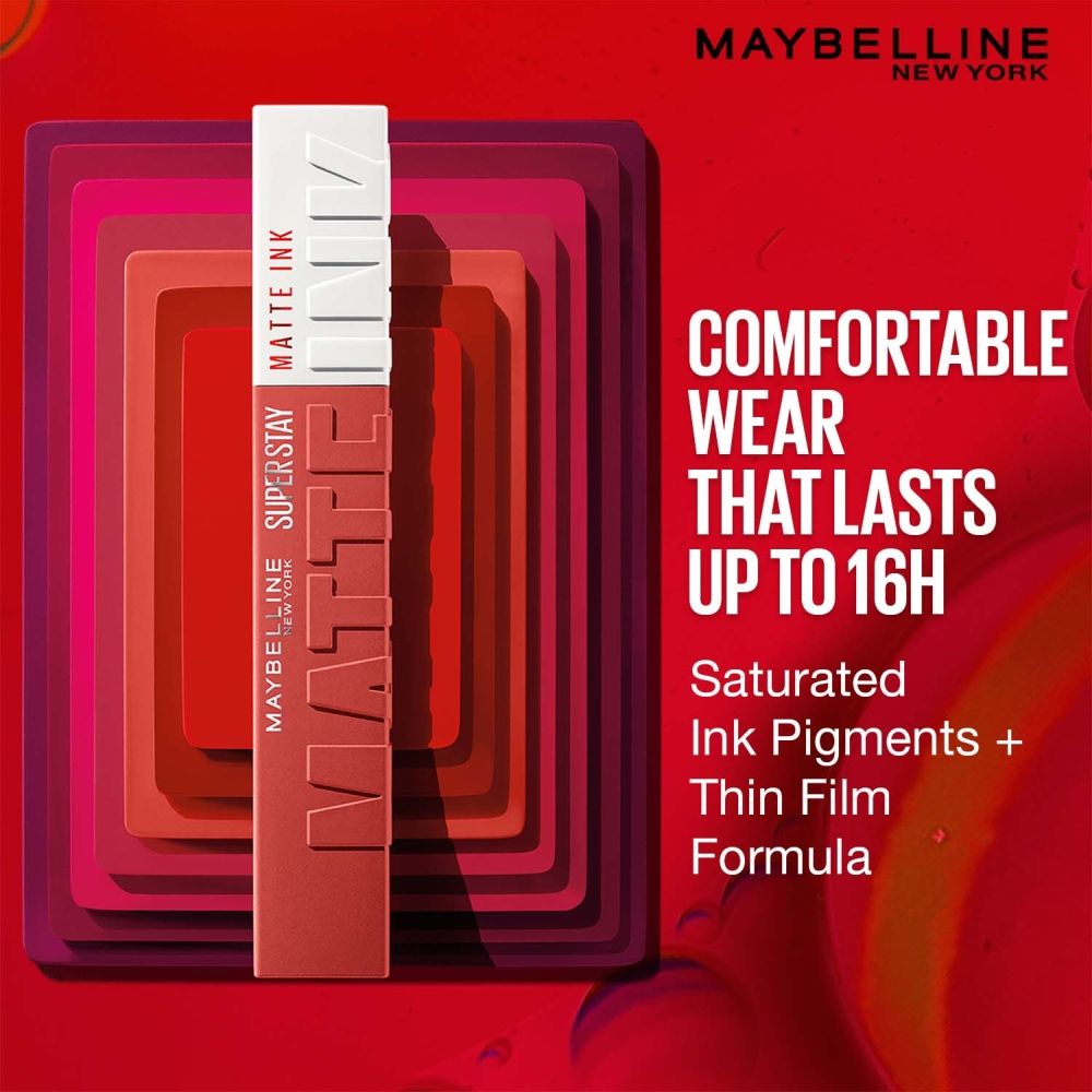 Maybelline New York Super Stay Matte Ink Liquid Lipstick, Lasts Up to 16 Hours - 135 Globe Trotter, 5ml Buy at Indicrest Image 6