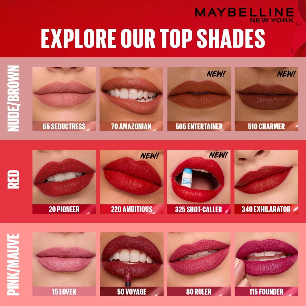 Maybelline New York Super Stay Matte Ink Liquid Lipstick, Lasts Up to 16 Hours - 135 Globe Trotter, 5ml Buy at Indicrest Image 8