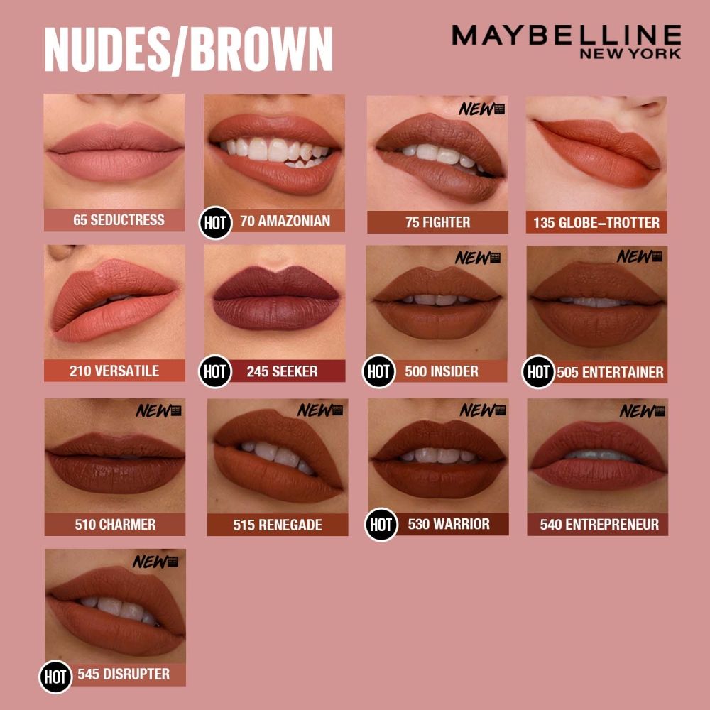 Maybelline New York Super Stay Matte Ink Liquid Lipstick, Lasts Up to 16 Hours - 135 Globe Trotter, 5ml Buy at Indicrest Image 9