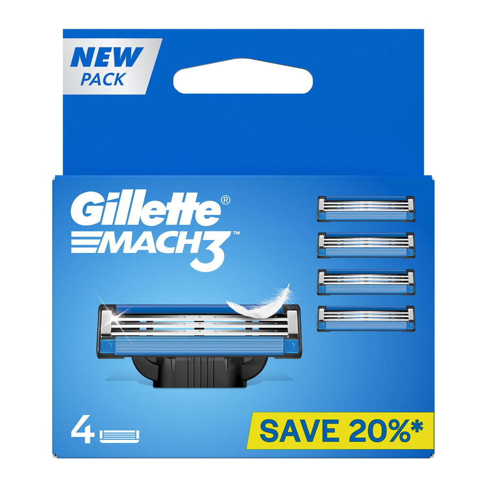 Gillette Mach 3 Sensitive Manual Shaving Razor Blades (Pack of 4 cartridges), 4 Pack Buy at Indicrest Image 2