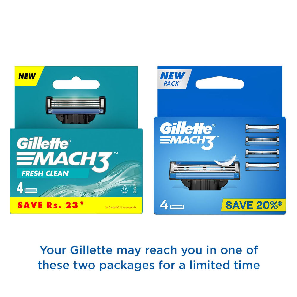 Gillette Mach 3 Sensitive Manual Shaving Razor Blades (Pack of 4 cartridges), 4 Pack Buy at Indicrest Image 3