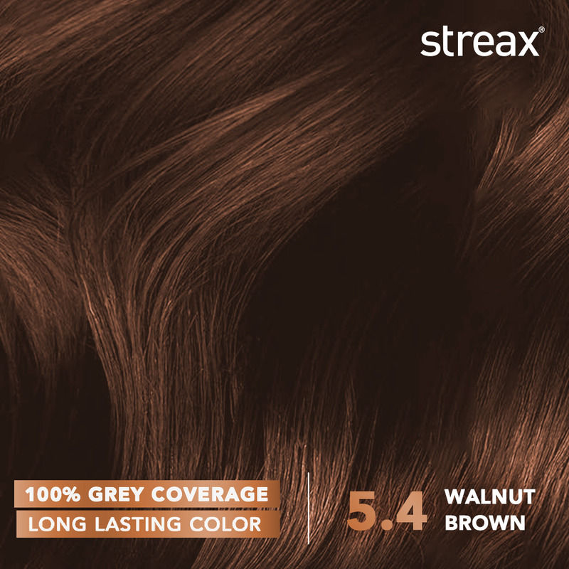 Streax Cream Hair Colour With 100% Grey Coverage & No Ammonia - 5.4 Walnut Brown, 35g+25ml Buy at Indicrest Image 3