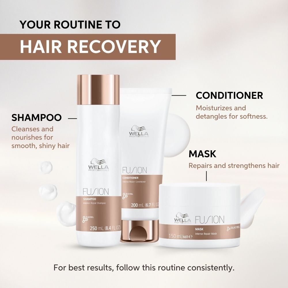 Wella Professionals Fusion Intense Repair Conditioner with Silk Amino Acids for Damaged & Frizzy Hair, 200ml Buy at Indicrest Image 7