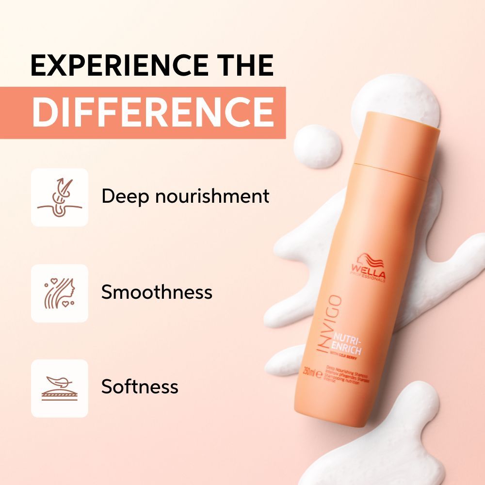 Wella Professionals Invigo Nutri Enrich Shampoo For Dry, Frizzy & Damaged Hair With Goji Berry, 250ml Buy at Indicrest Image 2