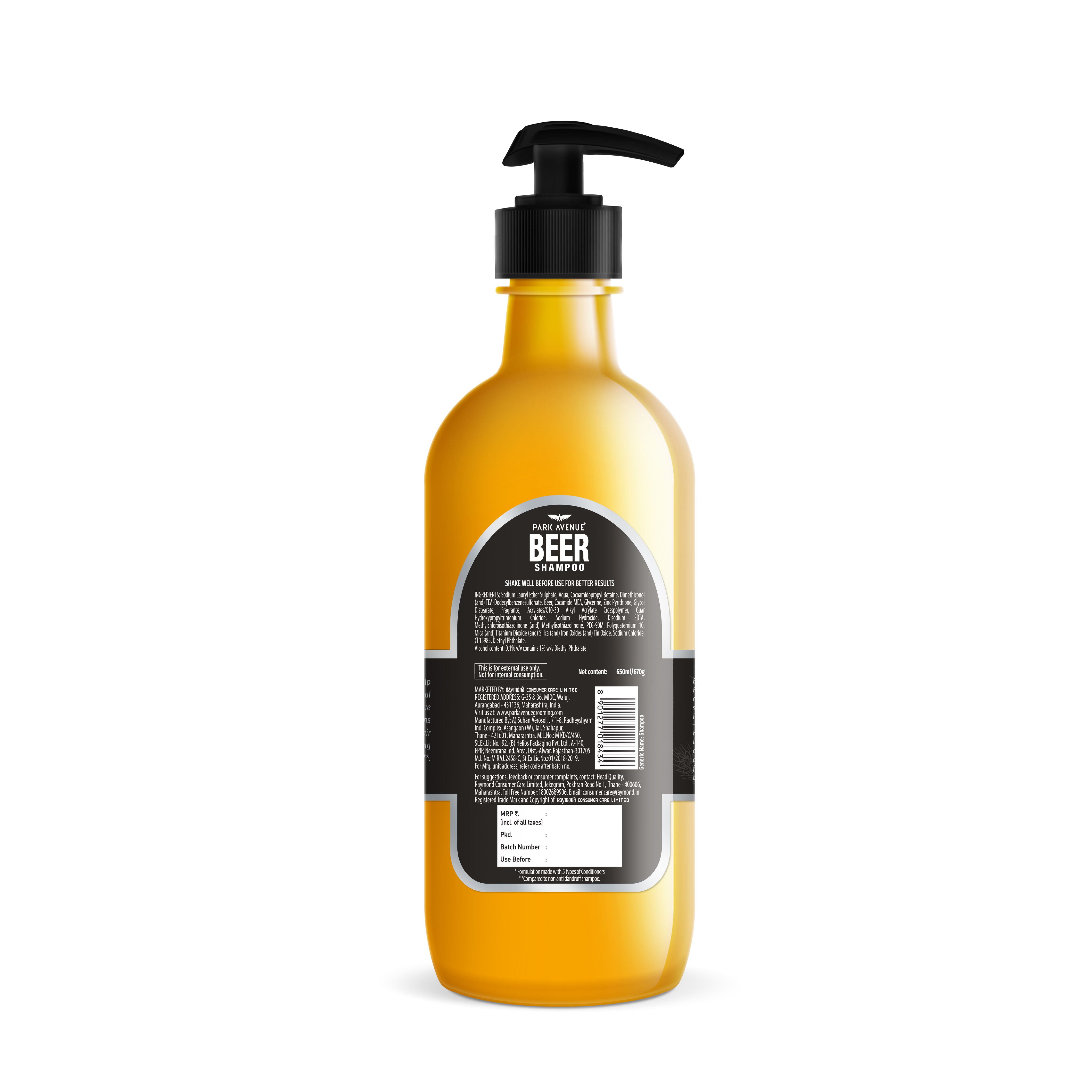 Park Avenue Beer Shampoo - Antidandruff, 650ml Buy at Indicrest Image 2