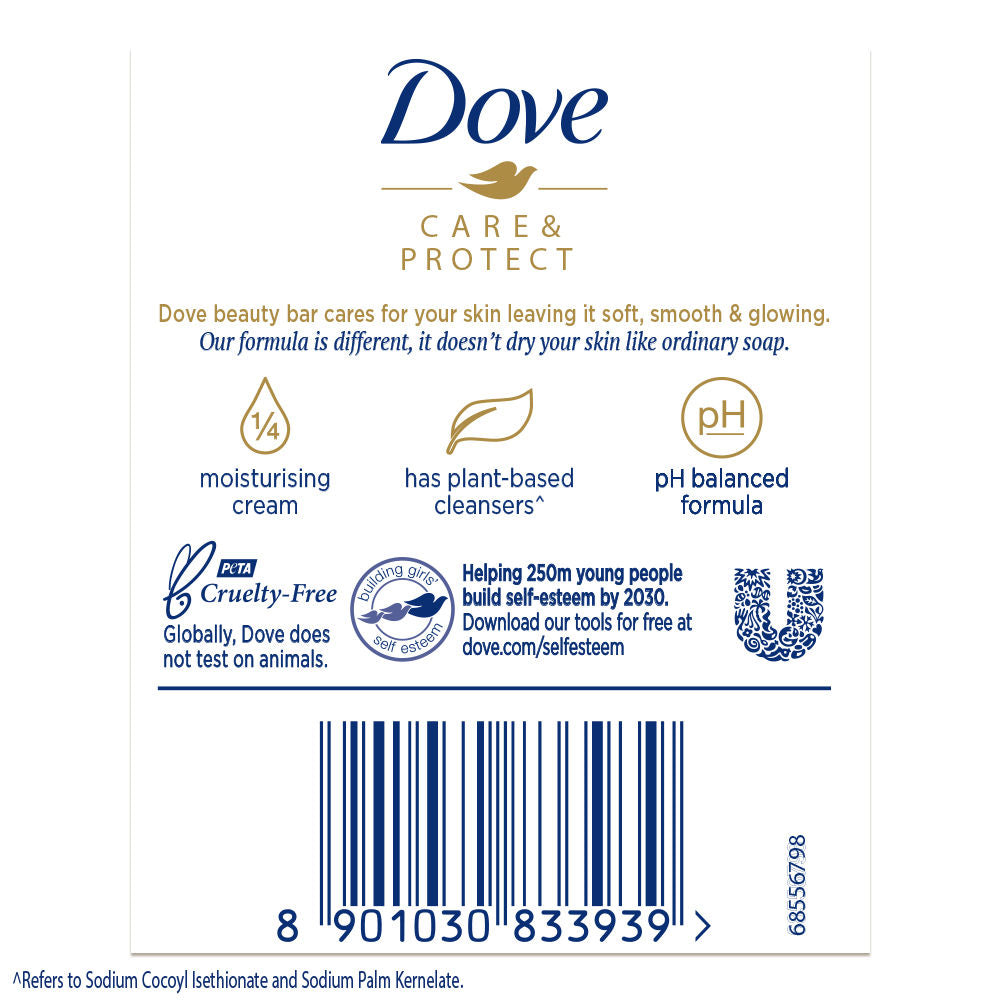 Dove Care & Protect Moisturising Cream Beauty Bathing Bar (Buy 3 Get 1 Free), 400g Buy at Indicrest Image 6
