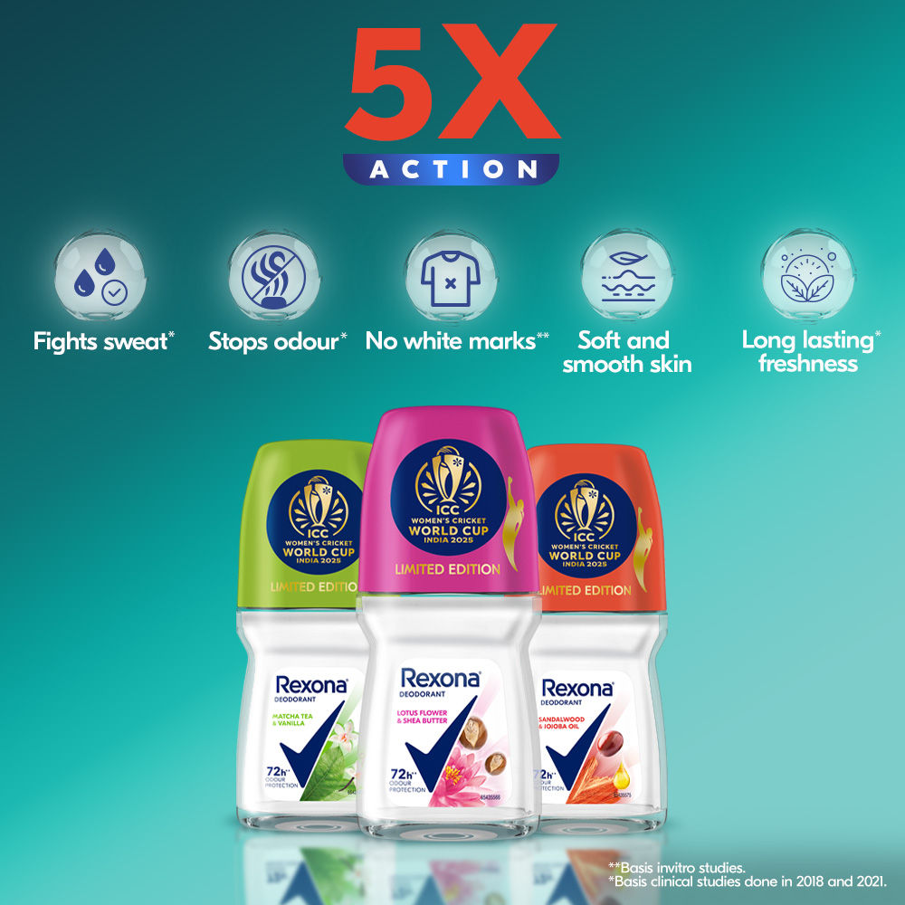 Rexona Lotus Flower & Shea Butter, Matcha Tea & Vanilla, Sandalwood & Jojoba Oil Roll-On (Pack Of 3), 3 pieces Buy at Indicrest Image 8