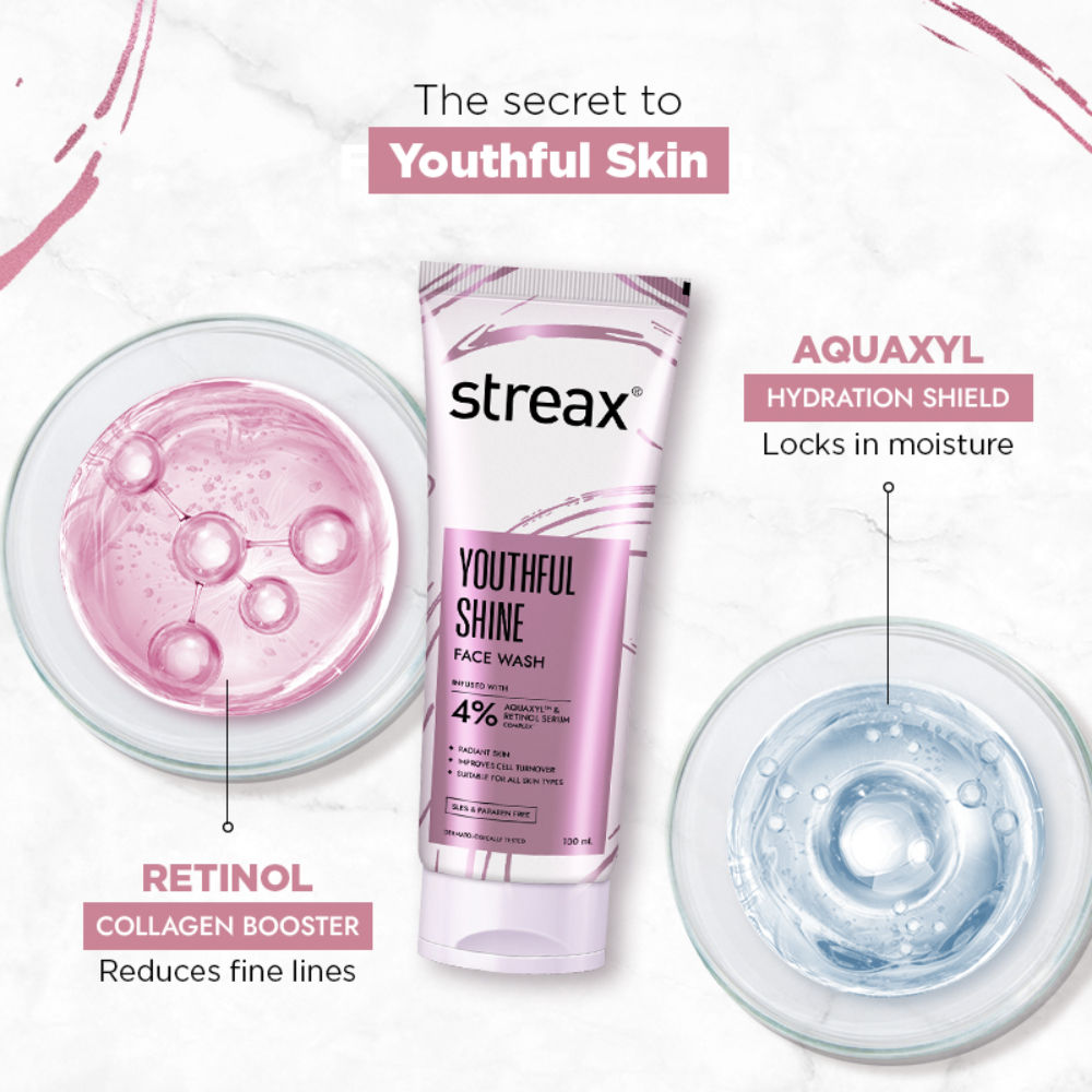 Streax Skin Youthful Shine Face Wash Cleanser For Reduction In Fine Lines & Wrinkles, 100ml Buy at Indicrest Image 3