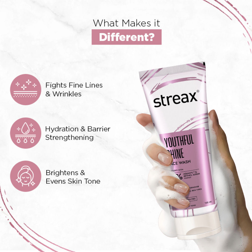 Streax Skin Youthful Shine Face Wash Cleanser For Reduction In Fine Lines & Wrinkles, 100ml Buy at Indicrest Image 4