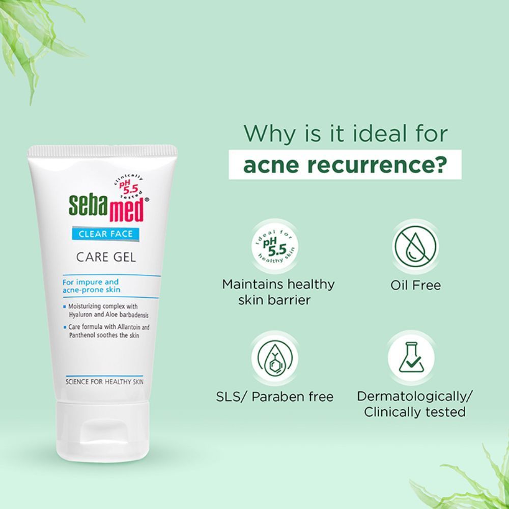 Sebamed Clear Face Care Gel, PH 5.5, Acne Prone Skin, Hyaluron & Aloe Vera, Water Based Moisturiser, 50ml Buy at Indicrest Image 4