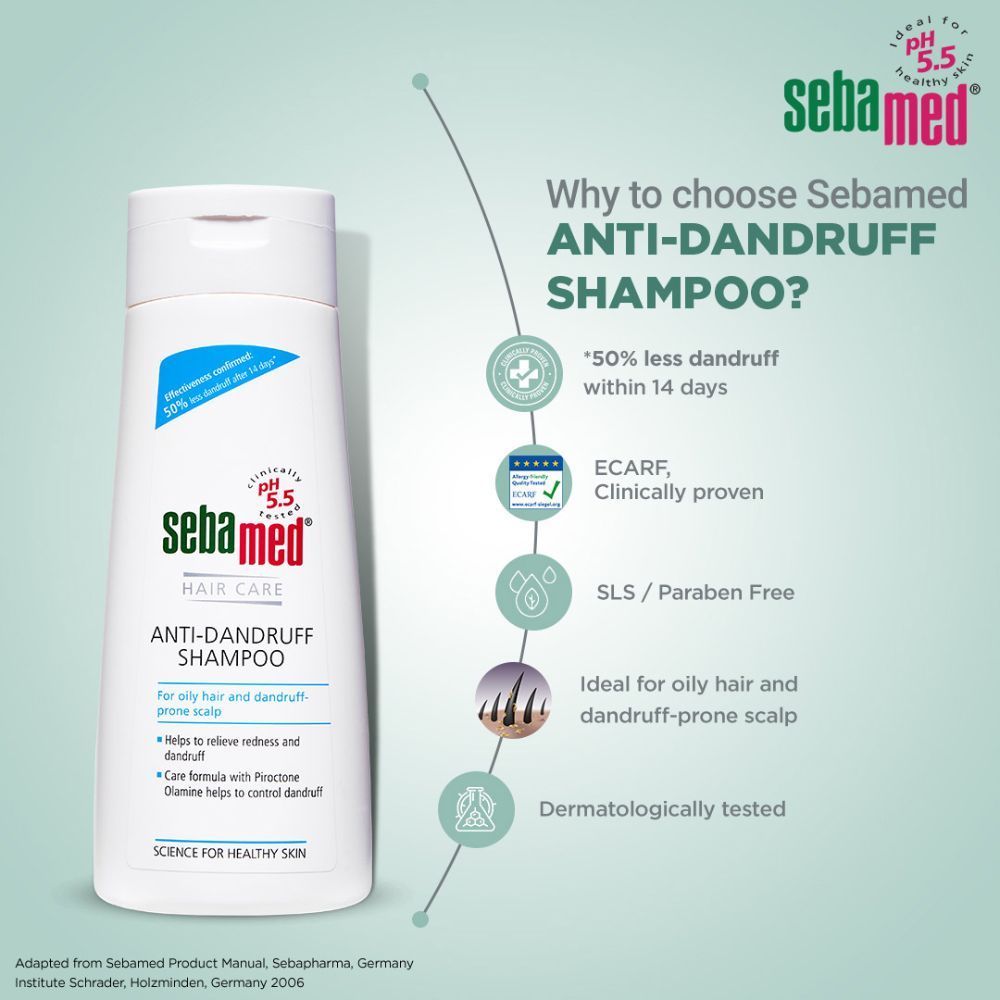 Sebamed Anti-Dandruff Shampoo, PH 5.5. Oily Hair & Dandruff Prone Scalp, 200ml Buy at Indicrest Image 4