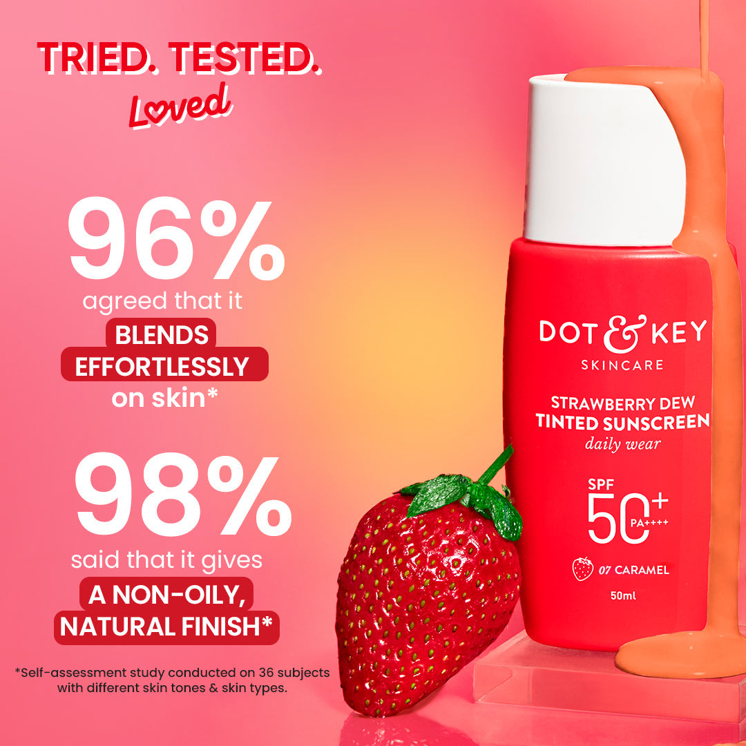 Dot & Key Strawberry Dew Tinted Sunscreen SPF 50+, Warm Ivory- Pack of 2, (50ml)