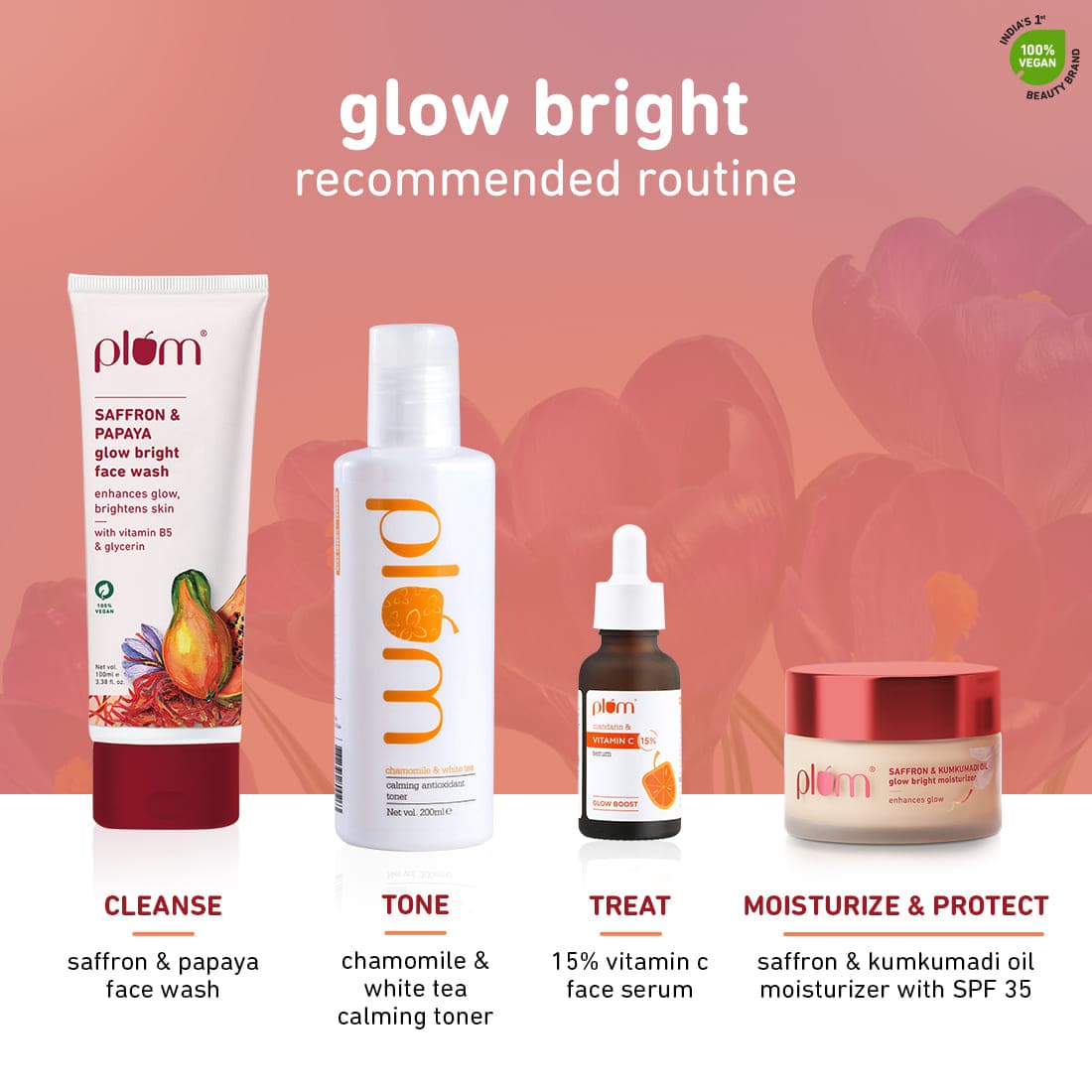 Plum Saffron & Kumkumadi Oil Glow Bright Moisturizer with SPF 35 | Enhances Glow | Brightens Skin, 50g x 2