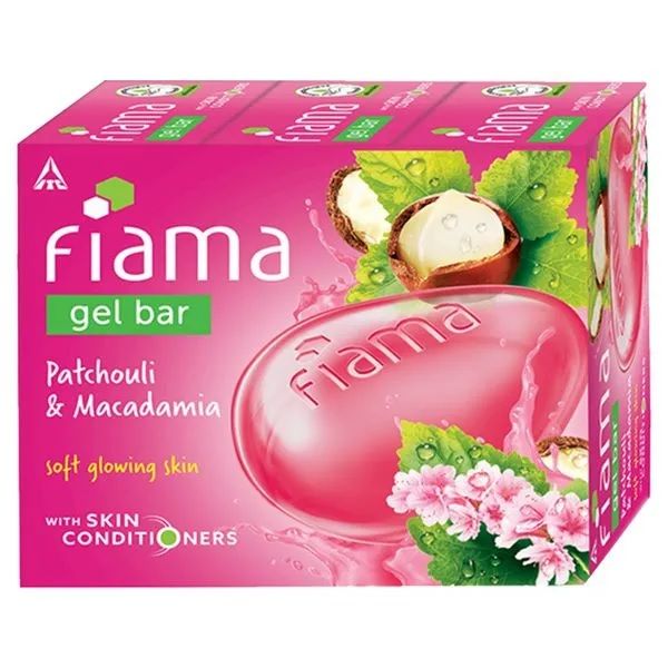 Fiama Patchouli & Macadamia Gel Bar, Soft Glowing Skin, Skin Friendly PH (Pack of 3), 3x125g Each Buy at Indicrest