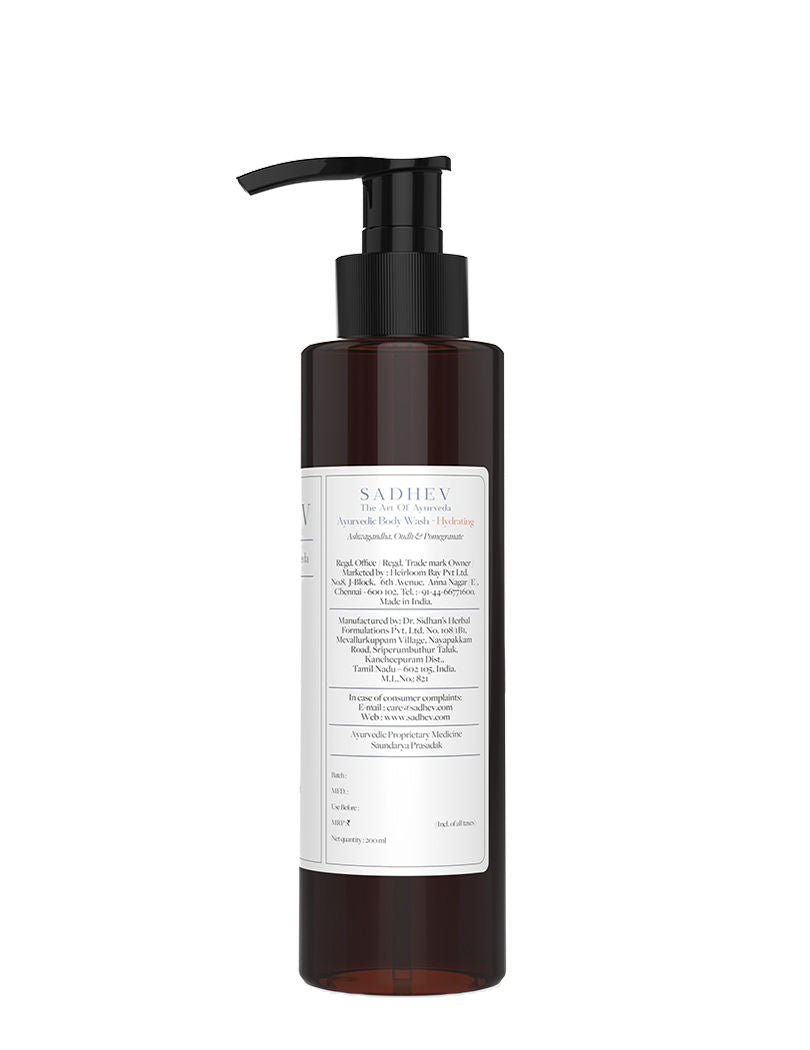 SADHEV Ayurvedic Ashwagandha, Oudh & Pomegrate Hydrating Body Wash, 200ml