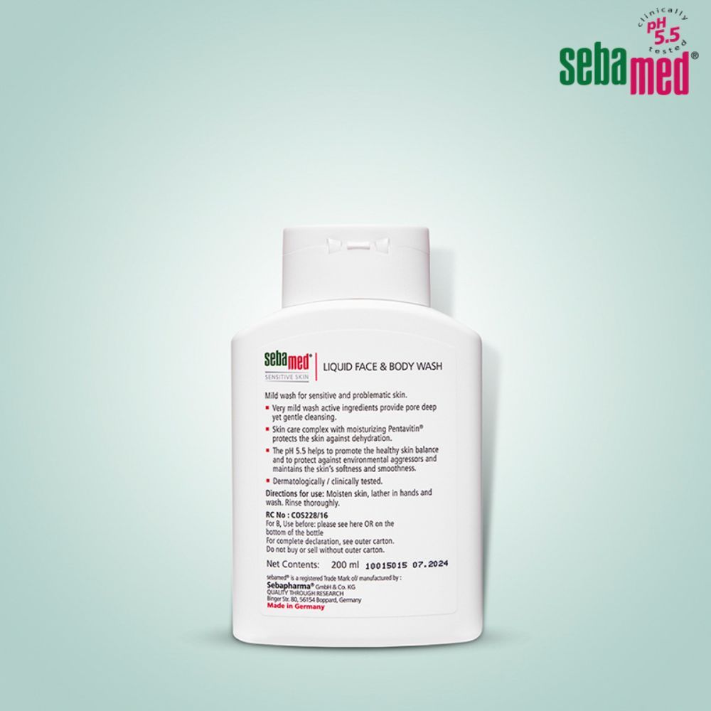 Sebamed Liquid Face & Body Wash, PH 5.5, Soap Free, Sensitive Skin, Active Moisturising Complex, 200ml Buy at Indicrest Image 3