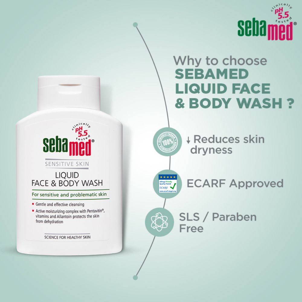 Sebamed Liquid Face & Body Wash, PH 5.5, Soap Free, Sensitive Skin, Active Moisturising Complex, 200ml Buy at Indicrest Image 6
