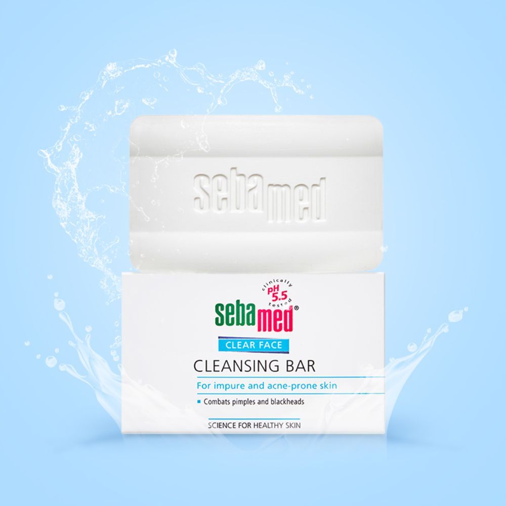 Sebamed Clear Face Cleansing Bar, PH 5.5, Reduces Pimples & Blackheads, Vitamin E, 100g Buy at Indicrest Image 2