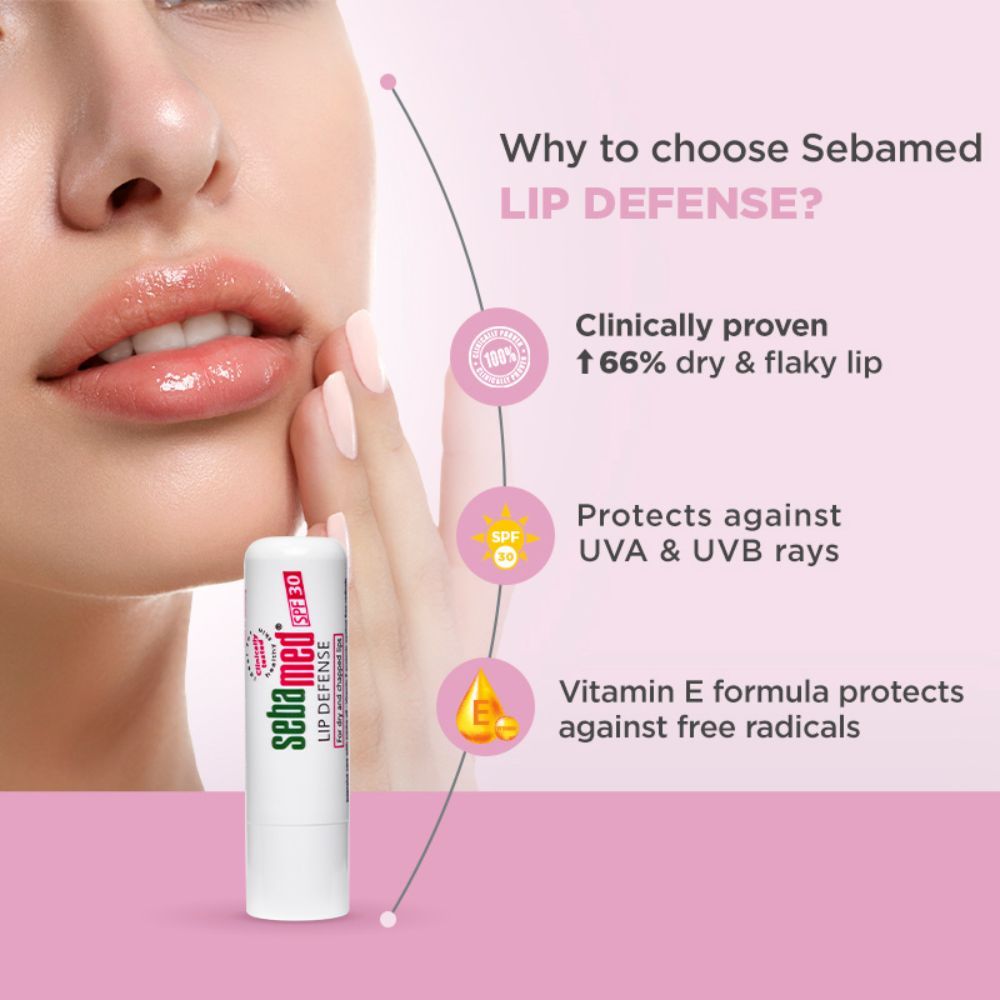 Sebamed Lip Defense, For Dry And Chapped Lips, With SPF 30, With Jojoba Oil And Vitamin E, 4.8g Buy at Indicrest Image 4