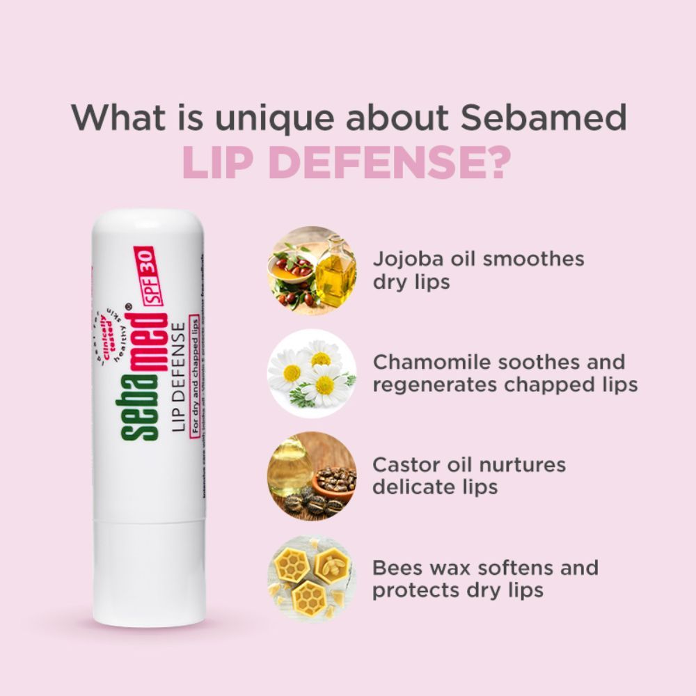 Sebamed Lip Defense, For Dry And Chapped Lips, With SPF 30, With Jojoba Oil And Vitamin E, 4.8g Buy at Indicrest Image 7