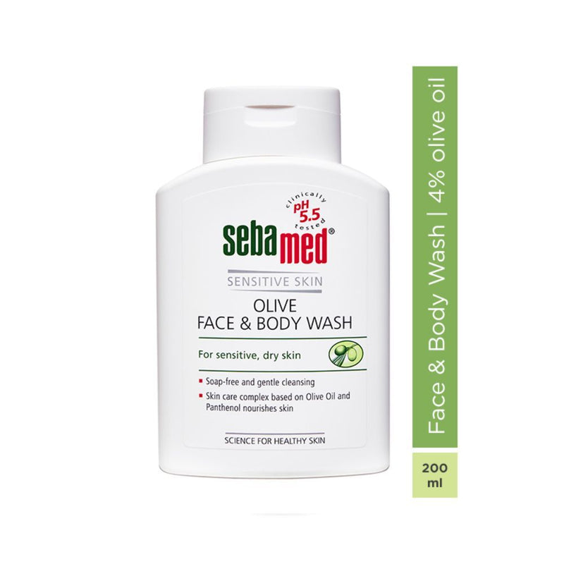 Sebamed Olive Face & Body Wash, PH 5.5, Soap Free, Sensitive Dry Skin, With Olive Oil & Panthenol, 200ml Buy at Indicrest