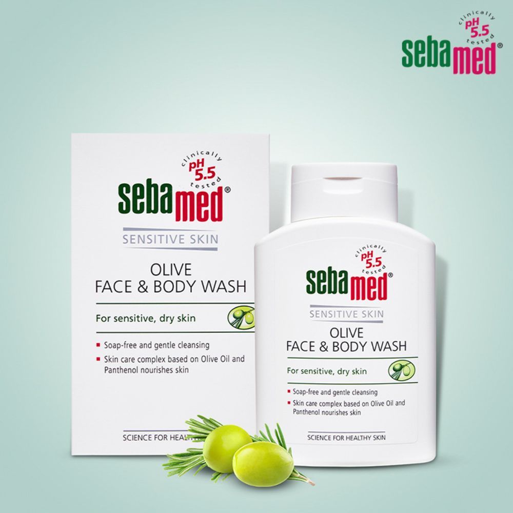 Sebamed Olive Face & Body Wash, PH 5.5, Soap Free, Sensitive Dry Skin, With Olive Oil & Panthenol, 200ml Buy at Indicrest Image 3