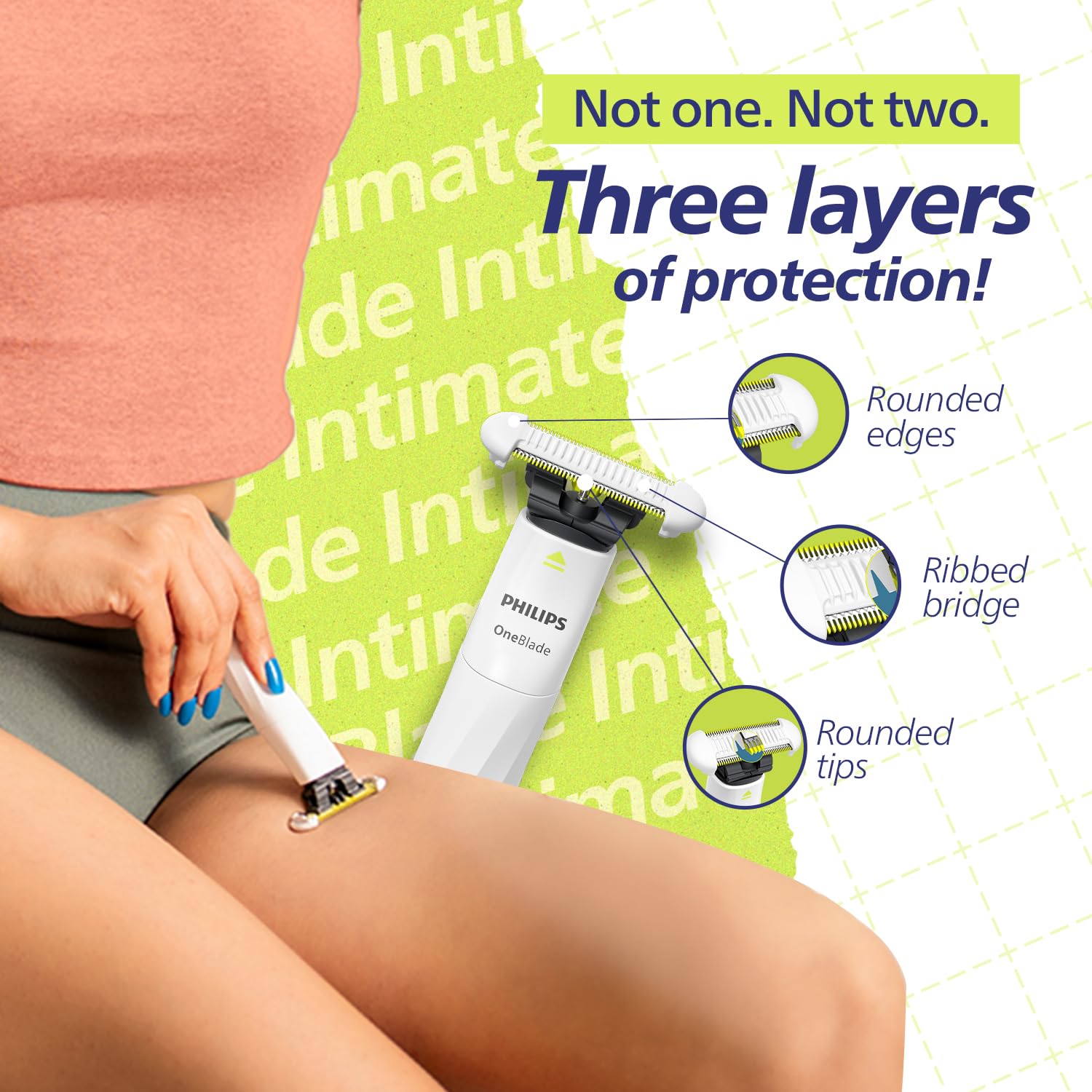 Philips OneBlade Intimate Trimmer & Electric Razor | Unmatched Skin Protection for Private Parts, Bikini, Underarm & Intimate Areas | No post shave irritation | For Women & Men | QP1924/20 Buy at Indicrest Image 3