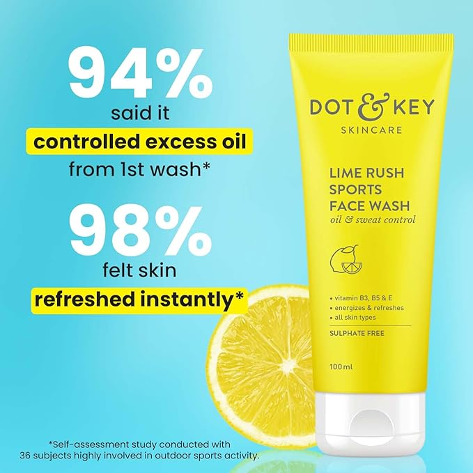 Dot & Key Lime Rush Sports Face Wash (Deep Cleans Oil, Sweat & Dirt), 100ml