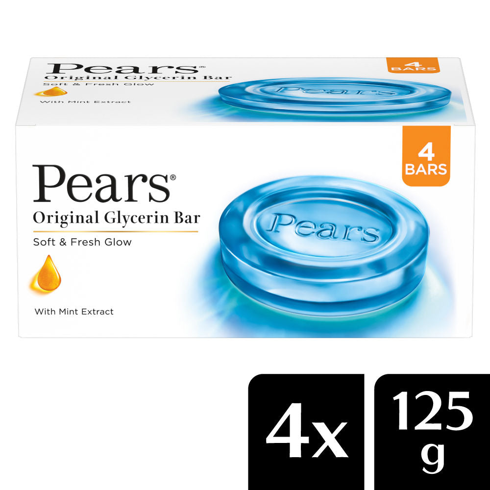 Pears Soft and Fresh Soap Bar Glycerin and Mint Body Soaps (Pack of 4), 125g Each Buy at Indicrest