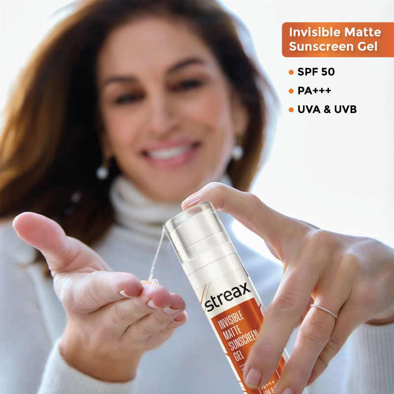 Streax Invisible Matte Gel Sunscreen SPF 50 Pa+++, For Glowing Skin, No White Cast & Non-Greasy, 50ml Buy at Indicrest Image 2
