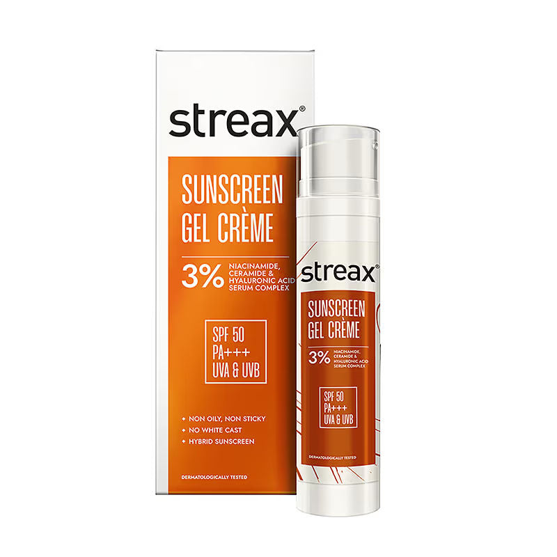 Streax Sunscreen Gel Crème SPF 50 Pa+++, 50G, Hydrating & Brightening, Non-Oily & No White Cast, 50ml Buy at Indicrest Image 9