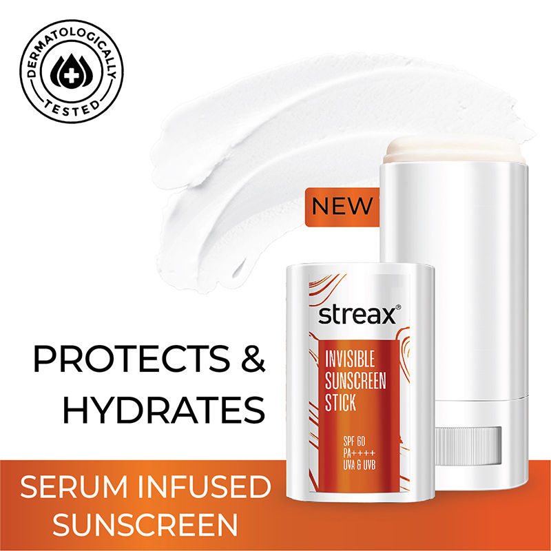 Streax Sunscreen Stick SPF 60 Pa++++, Travel-Friendly, Easy Reapplication & No White Cast Color, 20g Buy at Indicrest