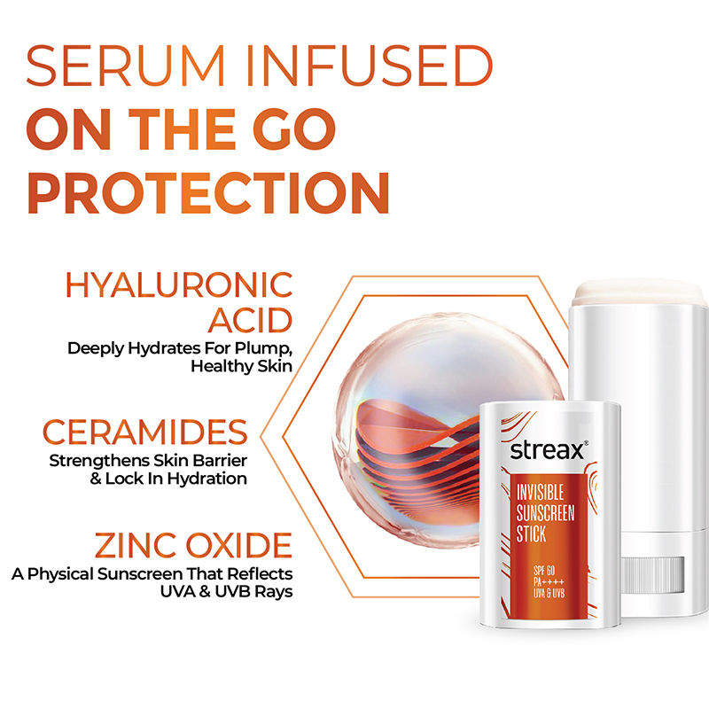 Streax Sunscreen Stick SPF 60 Pa++++, Travel-Friendly, Easy Reapplication & No White Cast Color, 20g Buy at Indicrest Image 3