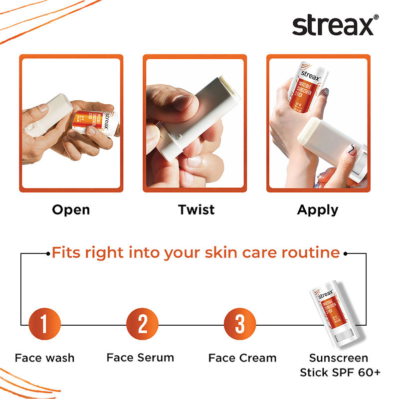 Streax Sunscreen Stick SPF 60 Pa++++, Travel-Friendly, Easy Reapplication & No White Cast Color, 20g Buy at Indicrest Image 6