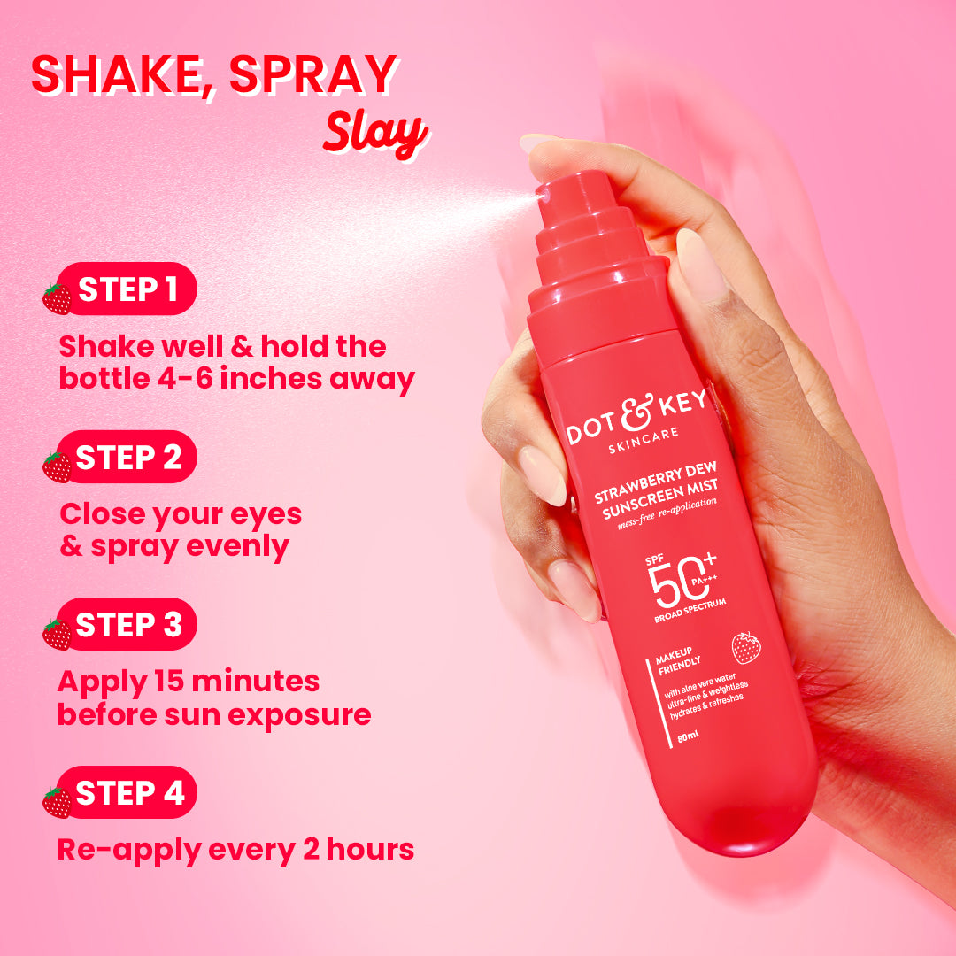 Dot & Key Strawberry Dew Sunscreen Face Mist, SPF 50+ PA+++, 80ml