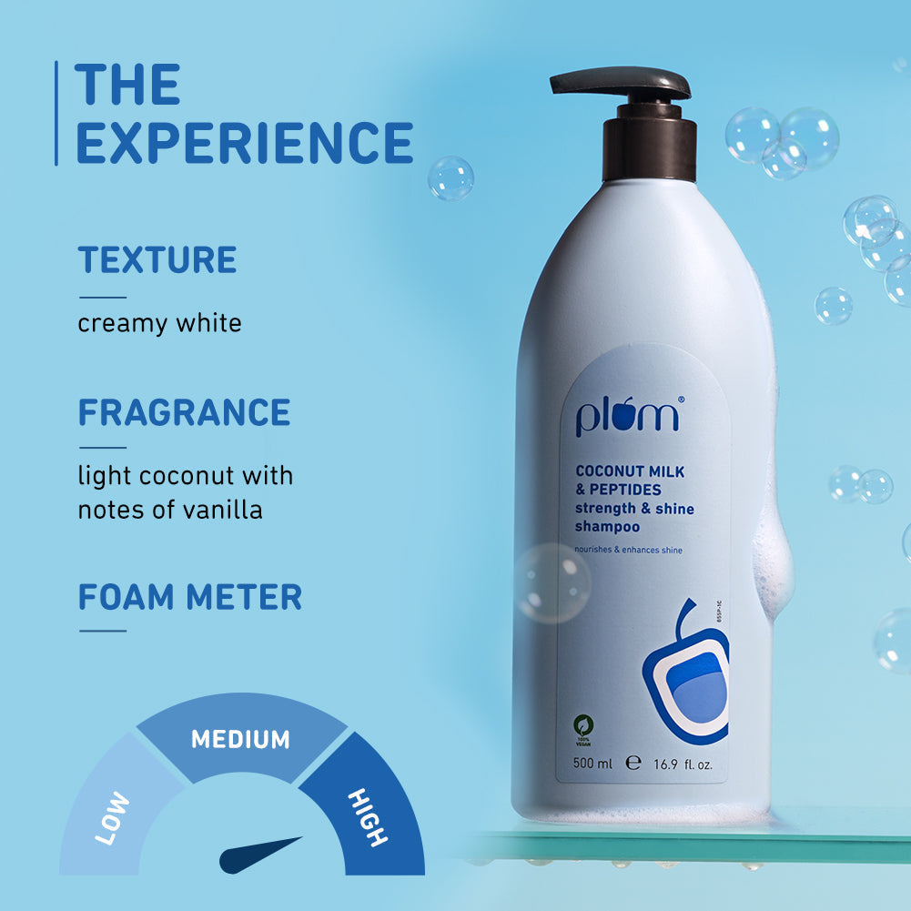 Plum Coconut Milk & Peptides Shampoo | Softens Strands | Nourishes Hair, 500ml