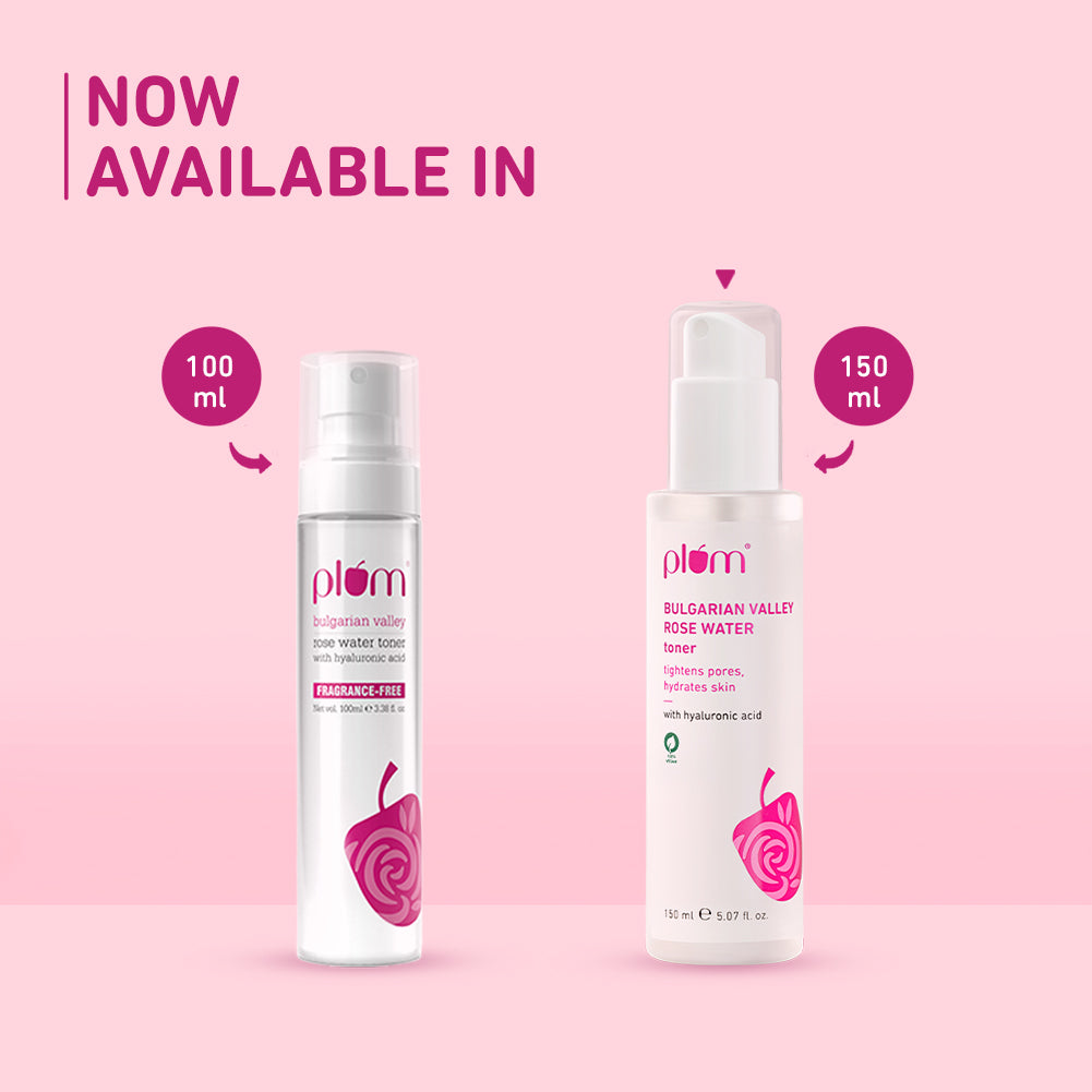 Plum Bulgarian Valley Rose Water Toner for tighter pores | Alcohol-Free Toner | Instantly Hydrates | Soothes & Calms Skin | Tightens Pores | Dermat-Tested, 150ml