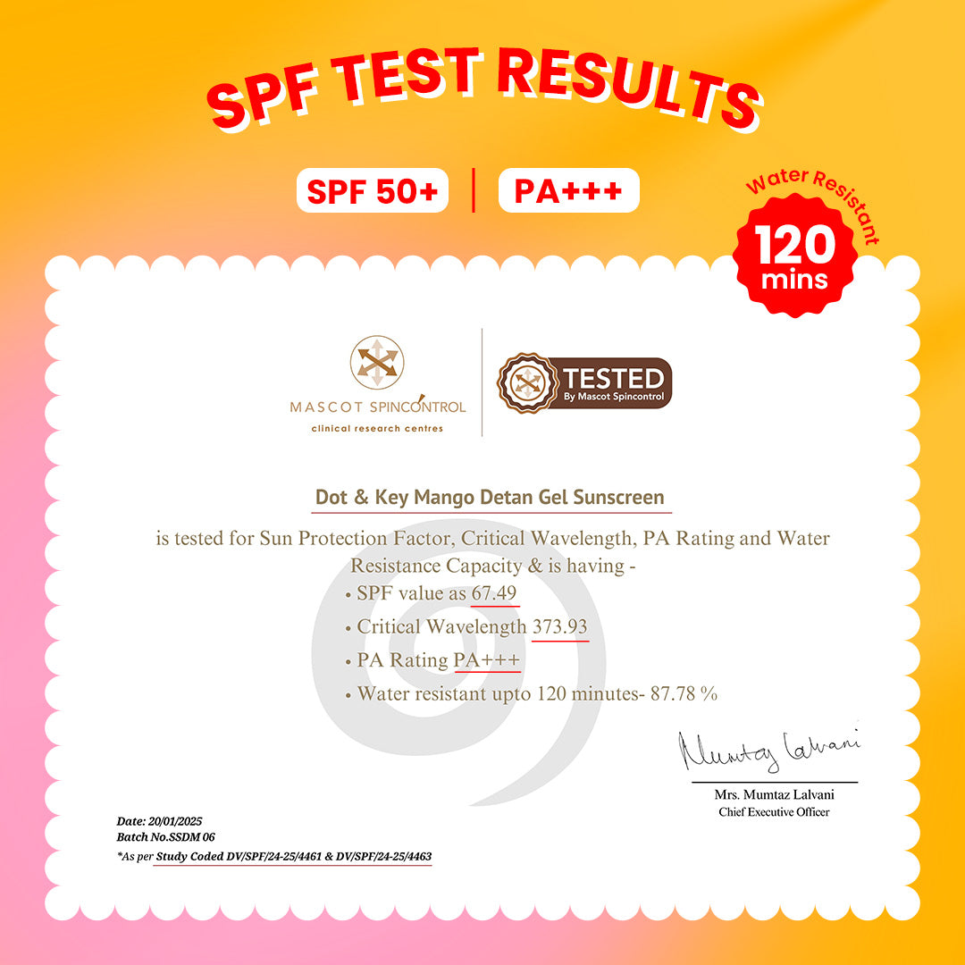 Dot & Key Mango + Detan Gel Sunscreen (Oil Free) SPF 50+ PA+++, 80g