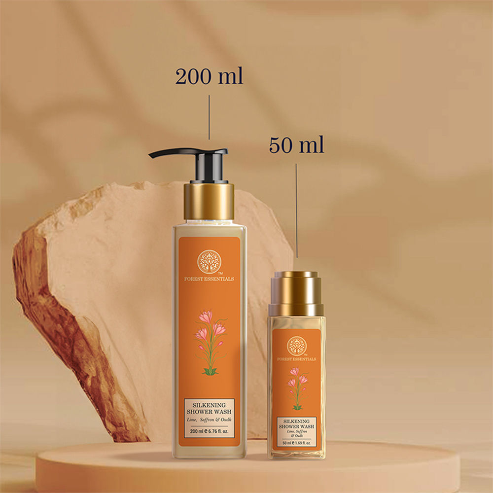 Forest Essentials Silkening Shower Wash Lime Saffron & Oudh Natural - Delicately Scented, 50ml