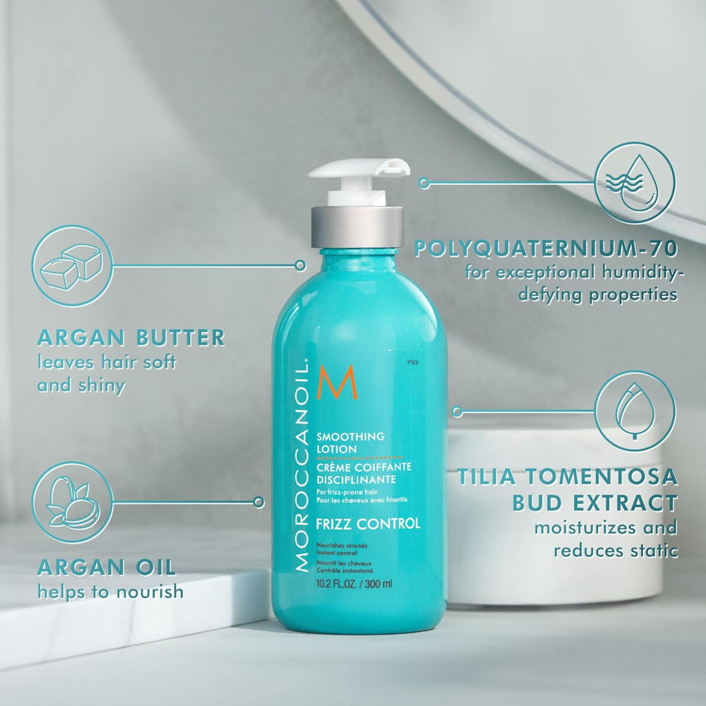 Moroccanoil Frizz Control Smoothing Lotion with Argan Oil for Medium Curly Coarse Hair, 300ml